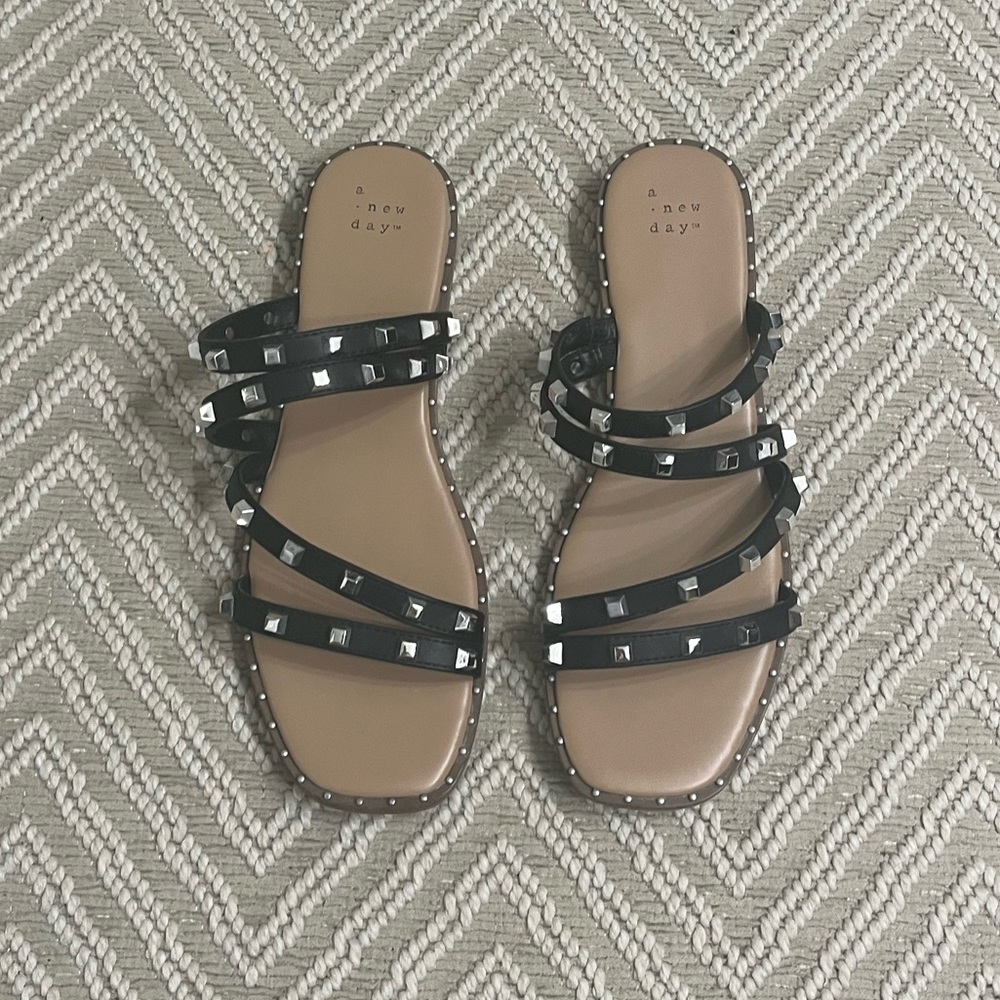 A New Day Studded Black Sandals